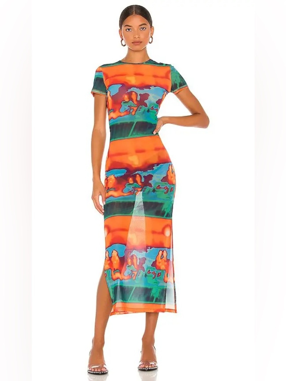 Miaou Billie Mesh Dress in Thermal size S